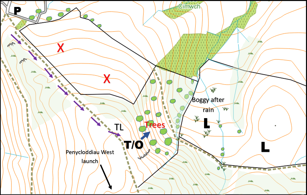 Penycloddiau East site map